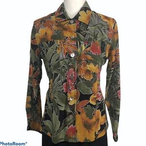 Chico’s botanical cut out blouse S 4